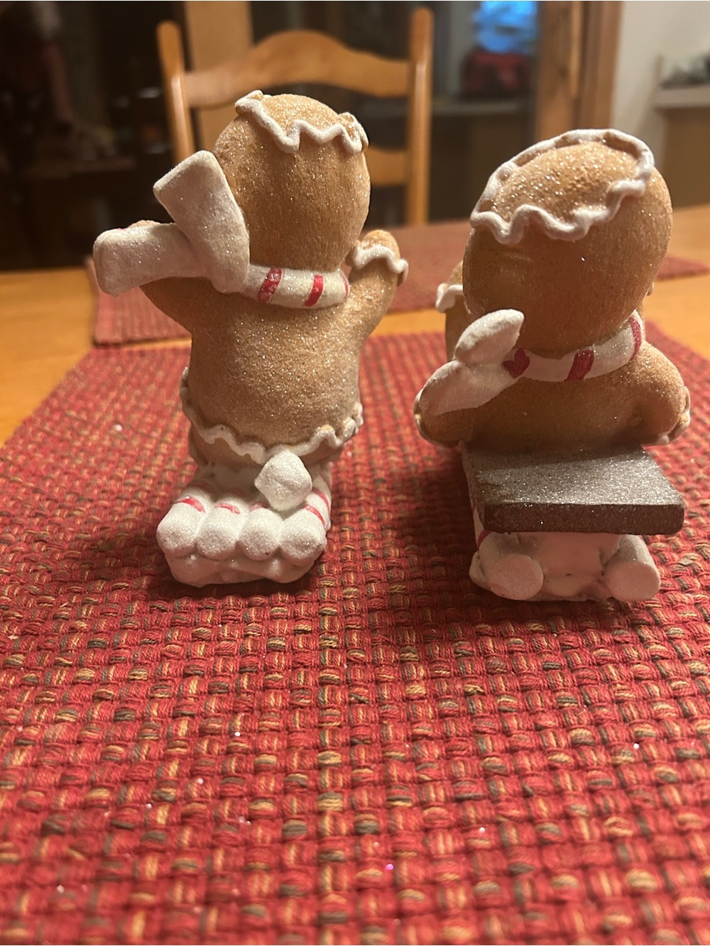 Set of 2 Skiing Gingerbread Figurines by Valerie - Picture 2 of 4